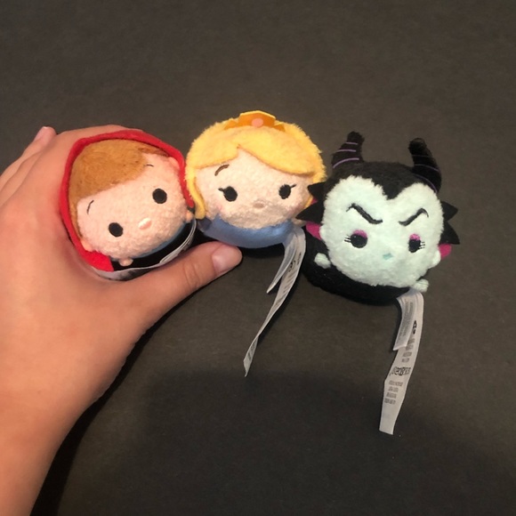 Disney Sleeping Beauty Tsum Tsums Plush Set of 3 Aurora in Blue Dress Maleficent - Picture 3 of 6